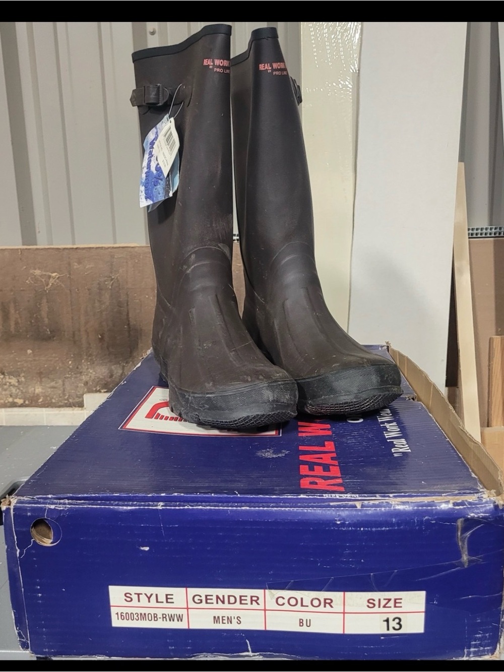 NWT Real Work Pro Line Men's Black Waterproof Work Boots